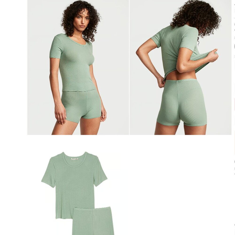 XL Ribbed Modal Tee Short Set Seaaalt Green So Incredibly Comfy NWT